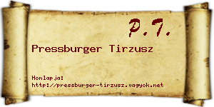 Pressburger Tirzusz névjegykártya